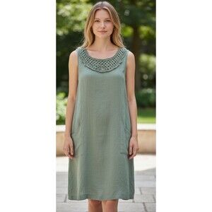 Lungo L'Arno Linen Shift Dress L Lagenlook Coastal Italian Resort Minimal Boho